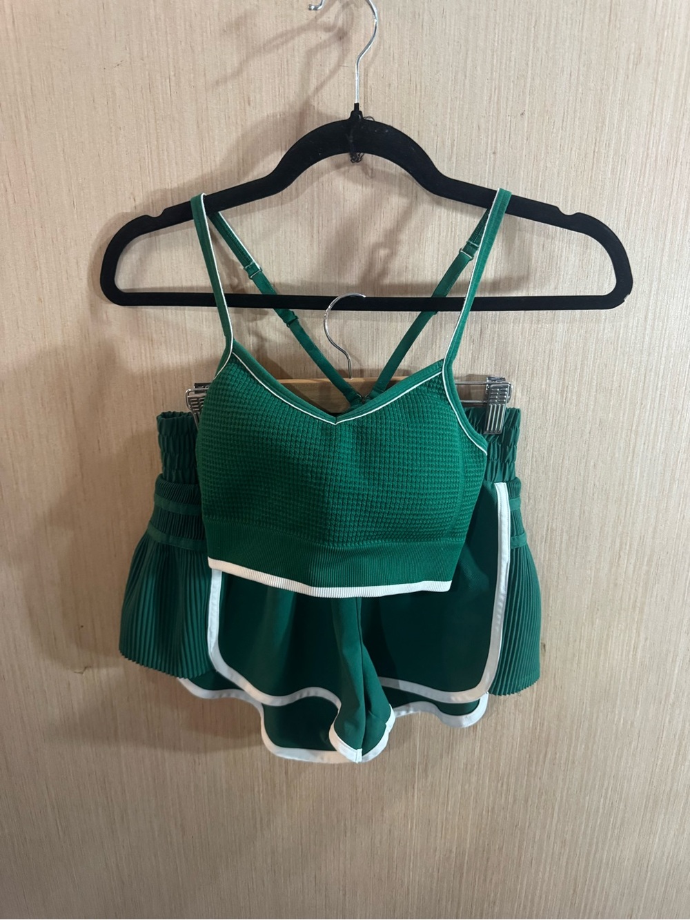 all in motion Green and White Trim Athletic Shorts Set Size Small/XS